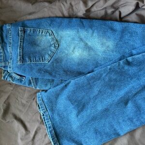 SHEIN Blue Straight Jeans with Distressed Details